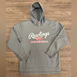 Rawlings Baseball Hoodie Gray Pullover | Adult Small Athletic Sweatshirt